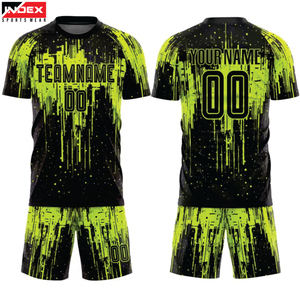 ชุดเสื้อฟุตบอลแบบซับลิเมชั่นสั่งทำพิเศษ สีดำ-เขียวนีออน คอกลม แขนสั้น ยูนิเซ็กซ์ ระบายเหงื่อได้ดี สำหรับผู้ใหญ่ ทุกฤดูกาล - Product Image 1