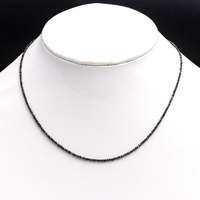 Collier en argent sterling avec perles facettées rondes en diamant noir naturel AAA+, 16 pouces, vente en gros, approvisionnement direct usine