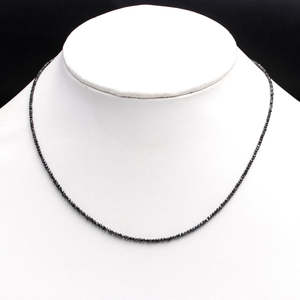 Collar de Plata de Ley con Diamantes Negros Naturales AAA+, Cuentas Facetadas en Forma de Rondelle, Hecho a Mano, de Lujo, 16 Pulgadas, Suministro al por Mayor, Sudáfrica - Product Image 5