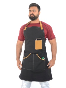 Tablier de cuisine de chef avec sangle en cuir, logo personnalisé, barbecue, restaurant, salon de beauté, barista, café, boulangerie - Product Image 2