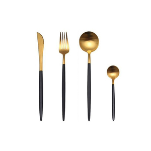 Juego de cubiertos de latón de diseño moderno, mesa de comedor decorativos para juego de cubiertos, juego de cubiertos de Color negro y dorado - Product Image 1