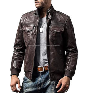Nouvelle veste en cuir en peluche pour jeunes pour hommesVestes Vente en gros Logo personnalisé Plus Size Veste en cuir véritable pour hommes - Product Image 5