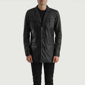 Chaqueta de invierno para hombre de diseño superior con cuello levantado manga completa 100% cuero de alta calidad personalizable precio razonable - Product Image 2