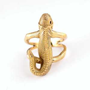 Anillo de Lagarto con Diseño Moderno, Anillos Boho de Latón para Mujer, Chapado en Oro de 18k, Anillo Abierto con Textura de Animal Gótico para Venta al por Mayor/OEM/ODM - Product Image 6