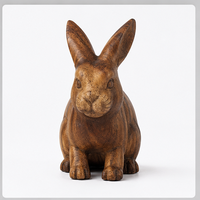 Figurine de lapin en bois d'acacia sculptée à la main, décoration rustique écologique pour table, mariage, salon, 1 pièce