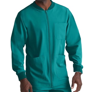 Polyester Rayon Spandex Stretchy Zipper Men's Sports Overcoat <b>Scrub</b> Tops Nurse Fleece Jacket Medical <b>Scrub</b> <b>Set</b> For Men - Product Image 1