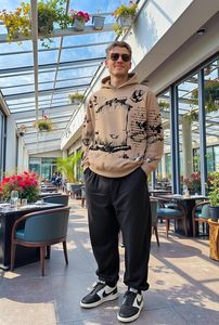 Hombres Vintage Graphic Hoodies Jesús Impresión Alfabeto Graffiti Hoodie Algodón Cálido Pullover 100% Algodón - Product Image 3