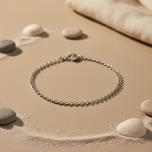 Tobillera de Plata para Uso Diario con Diamantes y Baño de Oro de 14K/18K/Oro/Perla, Estilo Lindo, Regalo - Product Image 3