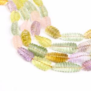 Natural Carved Nugget Shape Gemstone Beads Ametrine Green Pink Amethyst <b>Citrine</b> Lemon Quartz Rose Quartz 8x16-14x30MM Strand 24' - Product Image 2