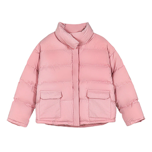 Chaqueta acolchada de Invierno para mujer, LONA DE PUNTO transpirable, Color sólido, rosa, blanco, prendas de vestir informales 2025 - Product Image 4