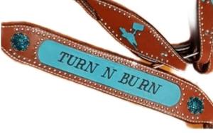 Top vente 100% peau de vache bleu Western cheval sécurité selles Headstall et collier de poitrine usiné à la main en cuir Design équitation - Product Image 4