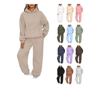 Bas quantité minimale de commande personnalisé hiver sweats à capuche ensemble de jogging coton polaire hommes haute qualité unisexe entraînement survêtement survêtements - Product Image 5