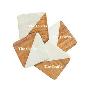 Ensemble de quatre sous-verres en marbre et en bois de taille et de forme personnalisées et sous-verre en verre à un prix acceptable - Product Image 4