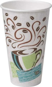 Dixie 16 Oz. <b>Insulated</b> Plastic Hot Coffee Cup PerfectTouch White/Multicolor 1000 Count Design with Coffee Haze - Product Image 2