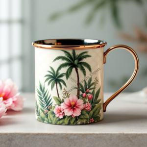 Écologique 100% Cuivre Métal Tasse Droite Élégant Design Floral Autocollant Élégant Verre Verres pour Café/Thé pour Cadeaux - Product Image 4