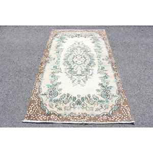 Alfombra Turca Vintage de 3.9x6.7 pies, Alfombra de Lana Marrón - Product Image 1