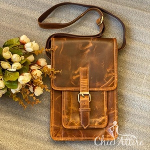 กระเป๋าถือหนังครันช์หนังแท้ทำด้วยมือแท้แบบเต็มรูปแบบมีสไตล์สำหรับผู้หญิงกระเป๋าสะพายไหล่แบบย้อนยุคใช้ในสำนักงานทำจากหนังแท้ - Product Image 1