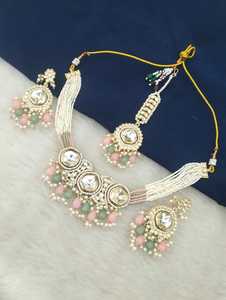 Joyería de moda nupcial elegante perla multicolor Kundan blanca de calidad superior del fabricante indio chapada en oro para niñas - Product Image 2