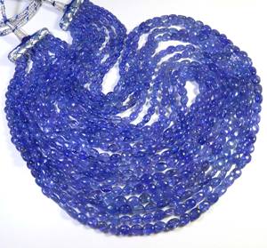 Perles ovales en Tanzanite bleue africaine de haute qualité, pierre précieuse naturelle polie et lisse, traitée thermiquement, pleochroïque, 5x4-9x6mm, collier de 18 pouces pour - Product Image 3