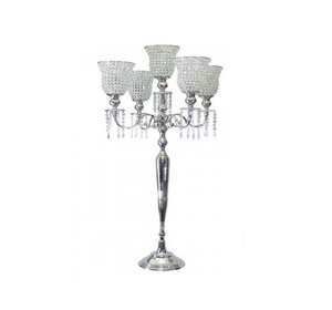 Silver Plated Aluminum Tall <b>Candelabra</b> with 5 Arms Unique design Entryway & Garden Christmas Decoration handmade <b>Candelabra</b> - Product Image 2