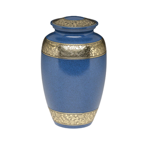 Venta caliente Premium adultos cenizas urna grabada azul Floral curva decorativa cremación urna estilo americano urna de Metal - Product Image 5