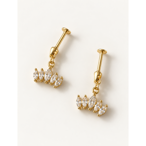 Marquise Cut Diamond Drop Hanging <b>Stud</b> Earrings - Product Image 1