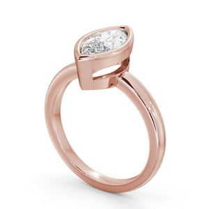 Anillo de Boda Minimalista de Oro Sólido de 14K con Diamante Marquise Cultivado en Laboratorio, Anillo Solitario para Uso Diario, Anillo de Boda para Mujer - Product Image 2