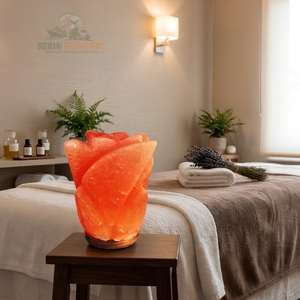 Lámpara de Cristal Rosa Tallada a Mano, Ecológica, con Interruptor de Intensidad y Base de Madera para Decoración de Spa y Hogar - Product Image 5