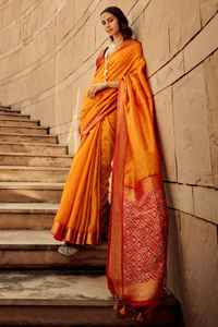 El último traje de diseñador Evergreen, excelente calidad, la mejor blusa Sari de seda cruda Khadi suave con trabajo de tejido, proveedor mundial - Product Image 6