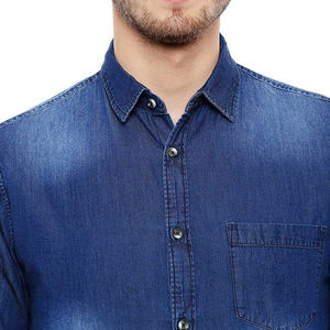 Chemises d'été en jean pour hommes chemises d'affaires en gros couleur unie manches longues chemises en tissu de coton imprimé à la mode à des prix abordables - Product Image 6
