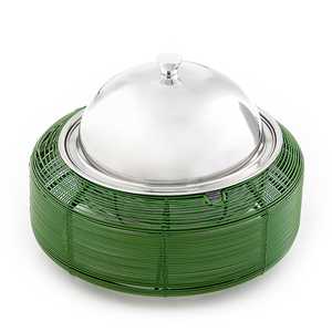 Plat de service en acier inoxydable avec support en fer, design classique, forme ronde, plat de service pour la vente la plus importante - Product Image 2