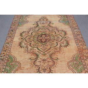 Turkish 5.4x8.7 ft Rug, Vintage Rug, <b>Brown</b> Southwestern <b>Wool</b> Rug - Product Image 5