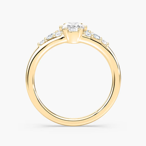 Anillo de Compromiso con Diamante Cultivado en Laboratorio de Corte Ovalado de 1.50 CTW, Piedras Laterales Redondas, Certificado IGI, Oro Sólido de 14K - Product Image 4