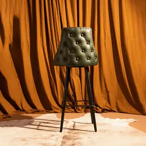 Taburete Chester de Alta Demanda, Verde, Moderno, Tapizado, con Estructura de Madera y Base de Metal para Isla de Cocina o Comedor - Product Image 5