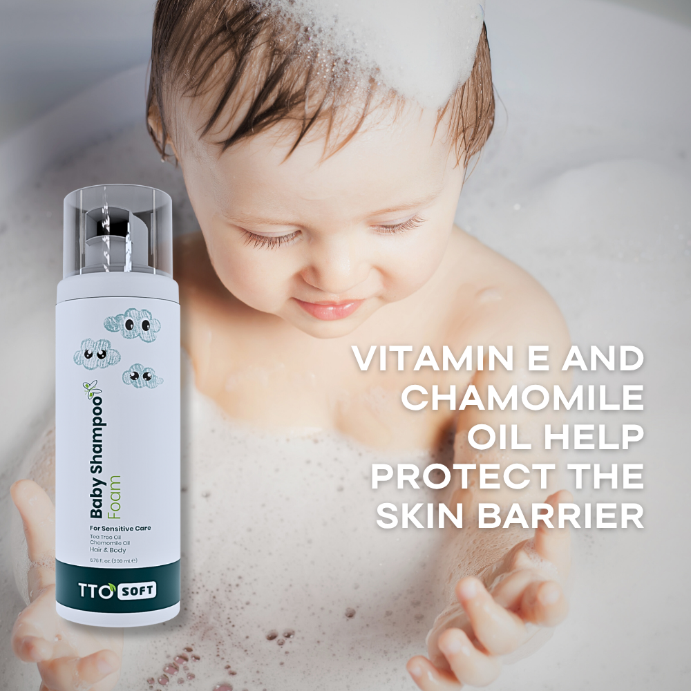 ORANGLES TTO Gentle Baby Foam Shampoo 200ml – Herbal Tea Tree & Chamomile Moisturizing Shampoo for Delicate Baby Hair & Skin Care - high resolution display - Image 2 of 3 | perfect for office | California | Free Shipping ORANGLES