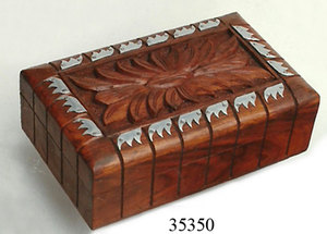 Boîte en bois de qualité supérieure sculptée à la main pour la décoration intérieure boîte de rangement moderne en bois de manguier étui sculpté en bois brillant en gros - Product Image 5