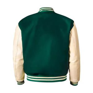 Veste universitaire Letterman à logo personnalisé pour hommes, col montant à l'avant, coton et laine de haute qualité, tailles et couleurs personnalisables, vente en gros - Product Image 2