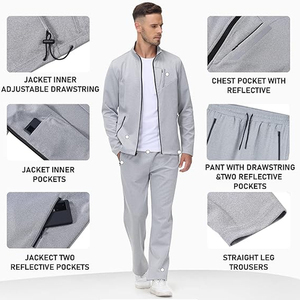 Ensemble de survêtements pour hommes, survêtement de course à pied décontracté à fermeture éclair pour hommes, 2 pièces, nouvel arrivage - Product Image 5