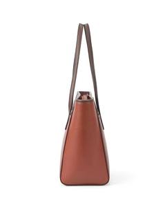 Brown <b>Leather</b> Luxury Vintage Candy Unisex Tote <b>Bag</b> Laptop Shoulder Purse Two-Tone Zipper Closure Lightweight Water Resistant - Product Image 4