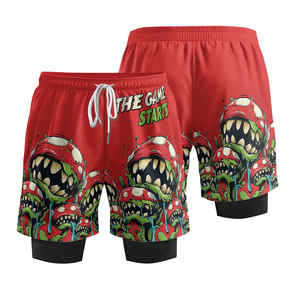 Envío Directo logotipo personalizado gimnasio entrenamiento correr Atlético Mma impermeable hombres compresión 2 en 1 pantalones cortos de playa - Product Image 1