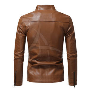 แจ็คเก็ตหนังผู้ชายแบบสั่งทำพิเศษสำหรับฤดูหนาว คอตั้ง พร้อมโลโก้ด้านหน้า สีตามสั่ง สไตล์สตรีทแวร์ - Product Image 2