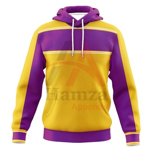 Jaune élégant pour les sweats à capuche à blocs de couleurs fabriqués en tissu polaire doux 280 GSM 100% coton avec capuche à cordon de serrage coupe classique - Product Image 1