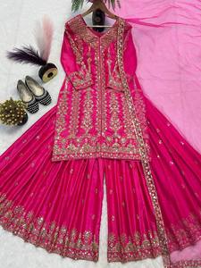 Nouveau Superbe Ensemble de Création Tendance Top et Lehenga en Faux Georgette Brodé avec Dupatta Assorti Style Bollywood pour Fête - Product Image 6
