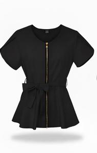 ชุดสครับแพทย์หญิง เสื้อสครับแบบมีซิปด้านหน้าพร้อมเข็มขัด กางเกงสครับทรงจ็อกเกอร์ ชุดยูนิฟอร์มพยาบาล แพทย์ ดูแลสุขภาพ ทันสมัย สำหรับโรงพยาบาล - Product Image 4