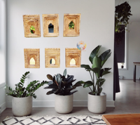 Cadre en bois de style vintage Sculpture en bois Décoration murale Miroir Unique Collection Tenture murale Décor Art indien Cadres lot de 6