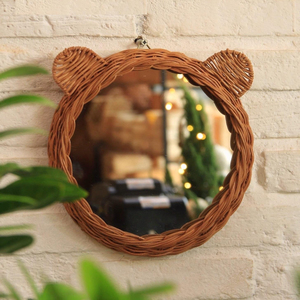 Miroirs BEAR (anciens) Miroir mural en rotin fait à la main Décoration d'intérieur - Product Image 2