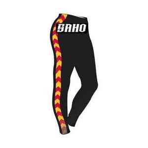 Stretch performance GAA <b>leggings</b> <b>with</b> breathable <b>mesh</b> sides and crest detail OEM MOQ Pakistan - Product Image 6