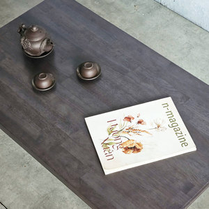Table basse rectangulaire en bois de caoutchouc 100x60x35cm avec pieds en tuyau de style industriel rustique - Meuble de salon durable TT68042 - Product Image 4