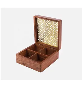 Novo design madeira especiarias caixa cor de madeira natural com tampa acrílica quadrado em forma de produto mais vendido boa qualidade