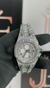 Reloj de Pulsera de Cuarzo para Hombre, de Acero Inoxidable de Lujo, con Esfera de Números Romanos, Cristal con Incrustaciones de Diamantes, 41 mm, Resistente al Agua - Product Image 4